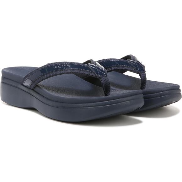 Vionic Women 8W Navy Patent High Tide II Platform Sandals Slide Orthotic LB11-22 - Picture 1 of 7